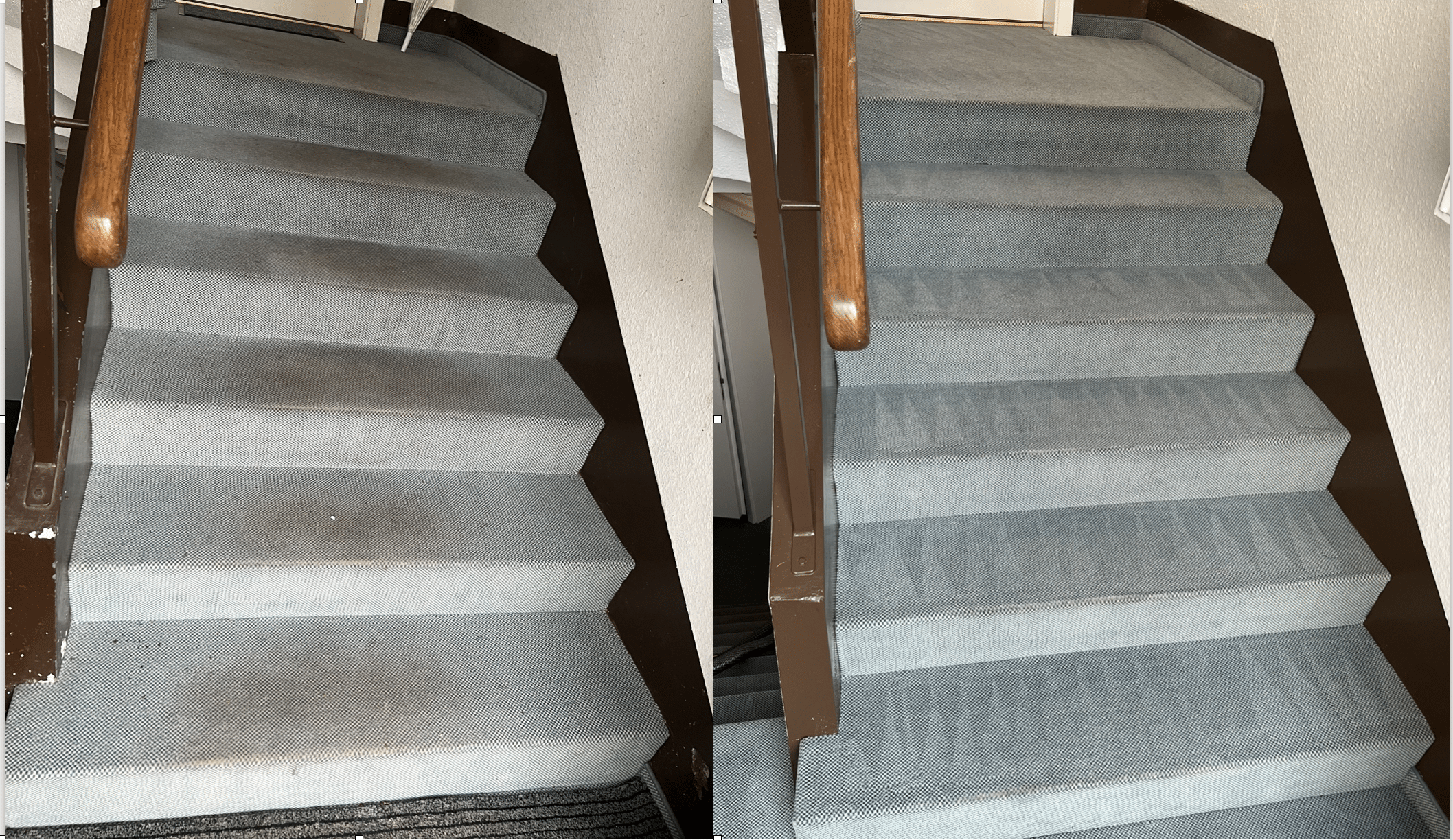 Teppichbodenreinigung Treppenhaus vorher/nachher