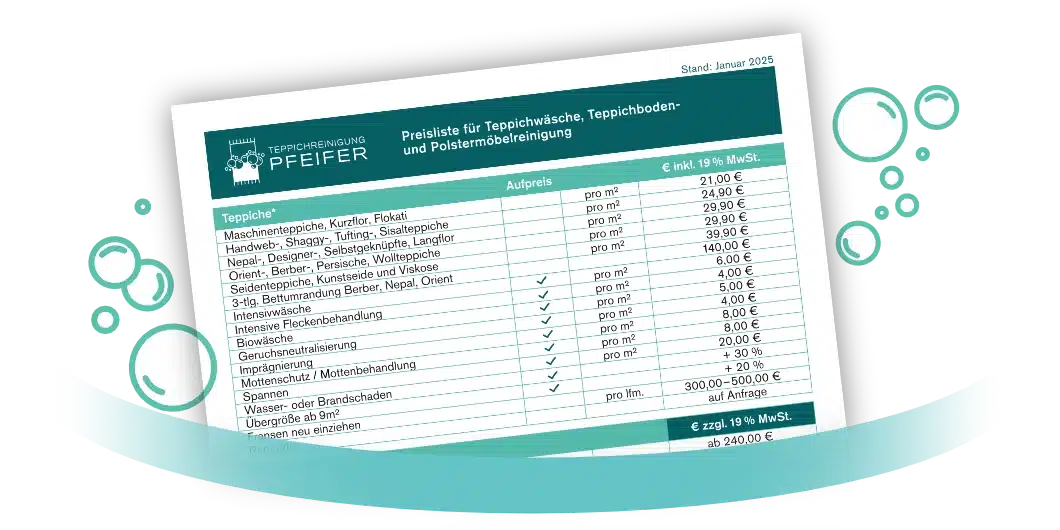 Teppichreinigung Karlsruhe Preisliste