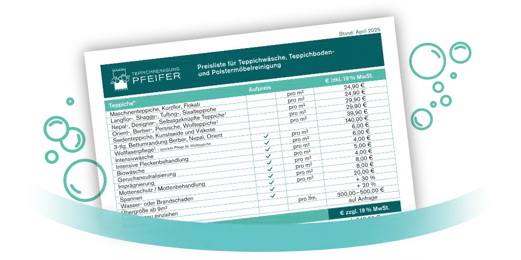 Teppichreinigung Rastatt Preisliste